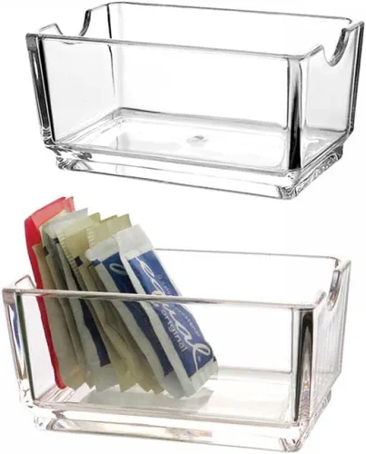 Vista 3 de Sizikato 2pcs Clear Acrylic Sugar Packet Holder Square Tea Bag Bowl, 4.3 Pulgadas 2 pzas