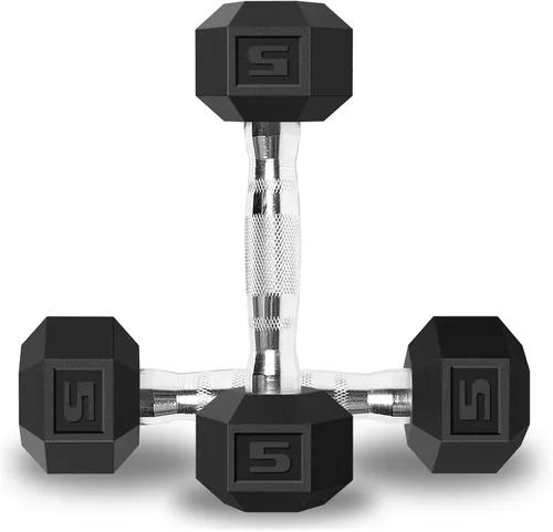 Vista 10 de Balelinko Rubber Grip Encased Dumbbell Cast Iron Weight with Anti-Slip Handle Dumbbell -Strength Training Equipment - Home Gym Accessories - Full