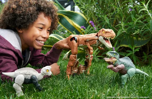Vista 2 de Mattel Jurassic World Fierce Changers Figura de Acción de Dinosaurio 2 en 1, Juguete Extensible Masivo que se Transforma de Brachiosaurus a
