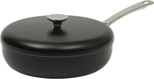 Sur La Table Kitchen Essentials Potluck Porch - Sartén para saltear de 4.5 cuartos, sartén profunda para freír con tapa, aluminio, utensilios de