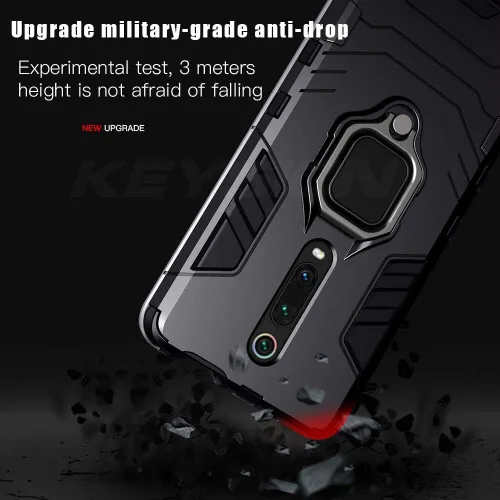 Vista 5 de Funda a prueba de golpes para Redmi K20 K20 Pro Note 7 7a 6 8 Pro Stand Holder Car Ring Phone Cover para Xiaomi Mi 9T Pro Mi9 se CC9e Mi 8 lite A2
