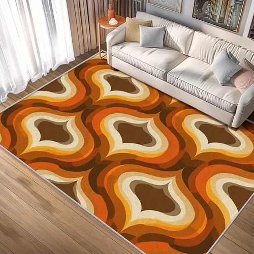 Vista 9 de 70s Small Rug 2x3 Retro Rainbow Abstract Art Pattern, Washable Entryway Bedroom Kitchen Doormat, 70s Retro Decor for Home, Soft Non Slip Indoor Door