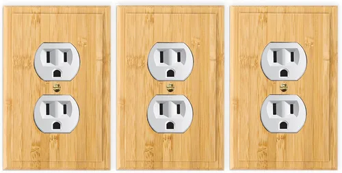 Vista 22 de Placa de interruptor de luz de palanca simple de madera maciza de 4.8 x 3.14 pulgadas, cubierta de interruptor de luz de calidad de madera cruda