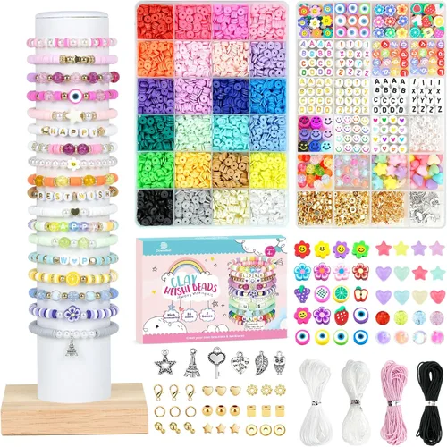 Vista 7 de Dowsabel Kit de Fabricación de Pulseras de 15000 Piezas de Cuentas de Arcilla, 4 Cajas de 72 Colores Kit de Pulseras de Cuentas de Arcilla