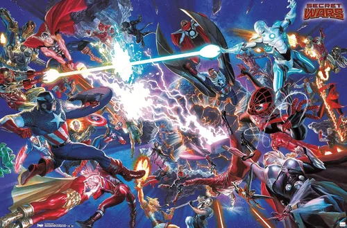 Vista 9 de Trends International Marvel Comics Secrets Wars - Póster de pared de batalla de 14.725 x 22.375 pulgadas, versión enmarcada de madera de granero