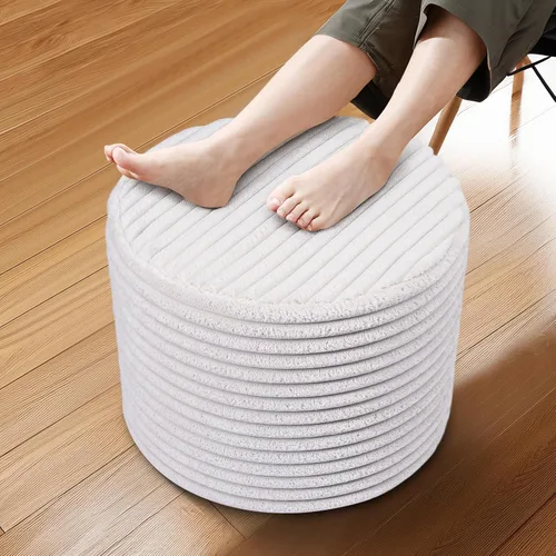 Vista 11 de Puf otomano rectangular, puf de relleno con relleno de trozos de espuma, taburete de forro polar coral suave, otomana multiusos para sala de estar