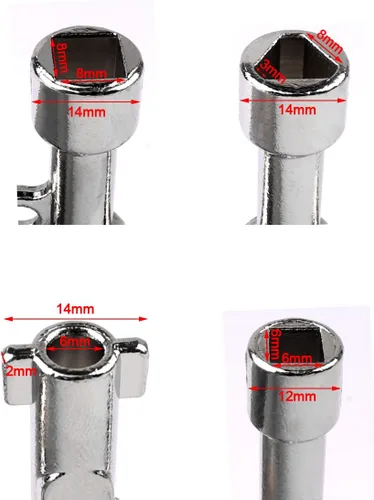Vista 3 de ATOPLEE Llave de gabinete eléctrica, llave de 4 vías antioxidante pulida superficial, llave cruzada de triángulo/cuadrado/panel para grifo, medidor
