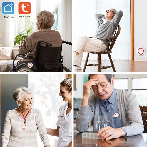 Vista 6 de SINGCALL Buscapersonas de cuidador Botón de alerta de pánico Botón de alerta médica Botón de emergencia para ancianos Campana de alarma SOS