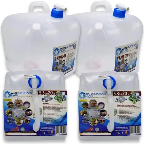 Vista 15 de WaterStorageCube - Contenedor para agua plegable sin BPA con espiga, jarra para almacenamiento de agua de camping para uso en exteriores