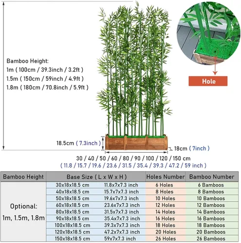 Vista 2 de Pantalla ornamental de entrada de bambú de simulación de terraza, plantas artificiales falsas, barrera de privacidad para pasillos, oficina 4.9 ft