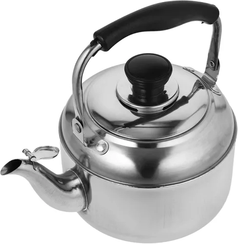 YARNOW Hervidor de té de acero inoxidable, hervidor de té silbido en la parte superior de la estufa, tetera para estufa, mango ergonómico (1 cuarto