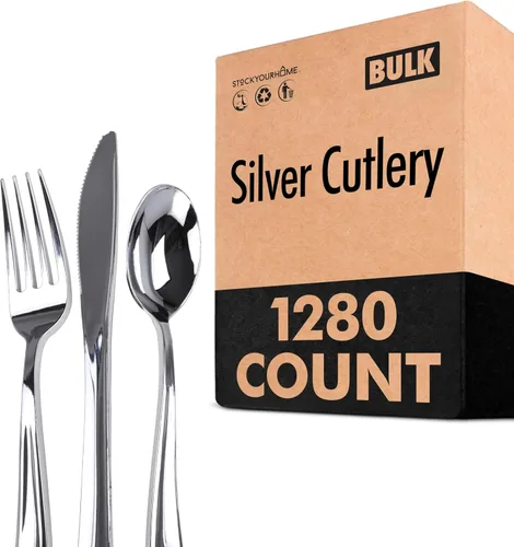 Vista 13 de Juego de cubiertos de plástico resistente (dorado) de 75 piezas, juego de cubiertos desechables, ideal para fiestas, bodas y catering, cubiertos