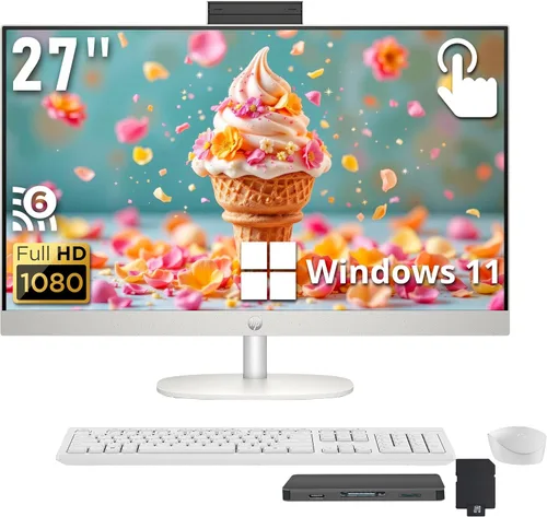 Vista 8 de HP 22-DF 21.5 pulgadas Full HD WLED Intel Celeron G5900T 4GB 256GB SSD Win 10 PC todo en uno