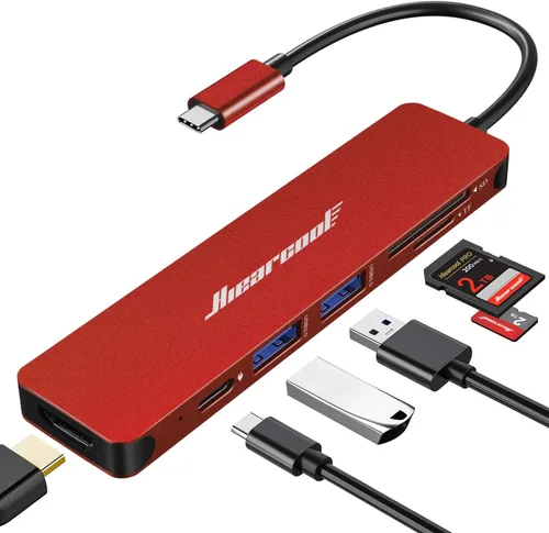 Vista 11 de Hiearcool - Adaptador HUB con USB C y 7 puertos en 1 de USB C a HDMI compatible para laptops Thunderbolt 3 y 4, MacBook Pro, Air, Dell, Lenovo, HP