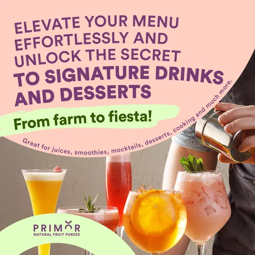 Vista 7 de Primor puré de frutas naturales, 64 onzas líquidas, crea jugos totalmente naturales, batidos, cócteles, postres, aderezos, y mucho más, natural