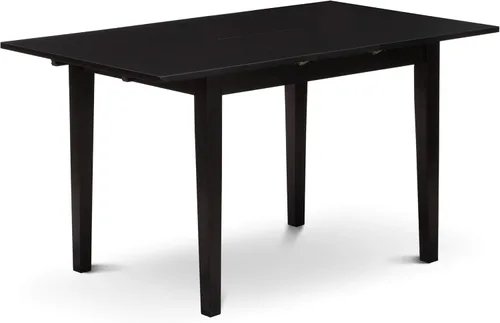 Vista 3 de East West Furniture NFVA3-BLK-C - Juego de comedor de 3 piezas que contiene una mesa de comedor rectangular con hojas de mariposa y 2 sillas