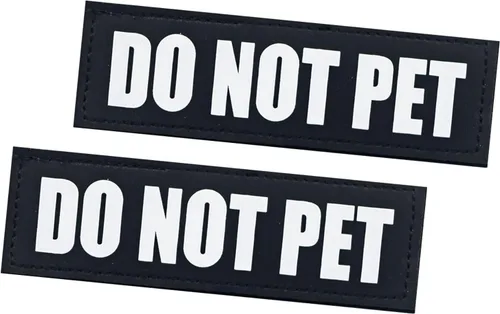 Vista 11 de Parches extraíbles para perros de servicio, paquete de 2 parches para arnés de perro con respaldo de gancho, parches negros para chaleco para perros