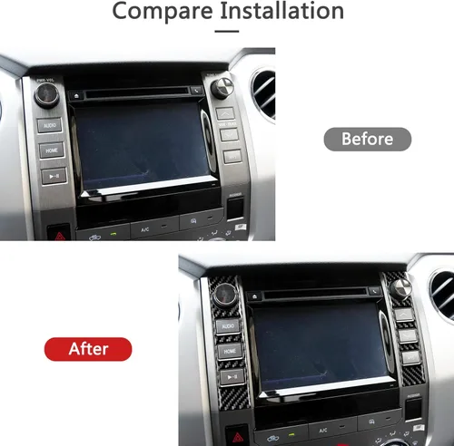 Vista 3 de Bilisin Decoración de fibra de carbono compatible con Toyota Central Control Media Volume Button Panel Trim Interior Accesorios para Toyota Tundra