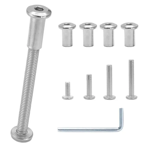 Vista 19 de 35 Pares (70 Piezas) Perno de Cabeza Hexagonal M6x12mm con Llave Allen, Pernos Conectores Plateados para Muebles M6 Tornillos Avellanados Tuercas