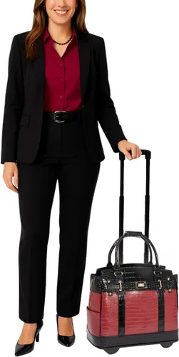 Vista 2 de JKM & Company Rolling Laptop Bag for Women Designer Wheeled Briefcase Fits 13-17" Laptops Office Travel Computer Case