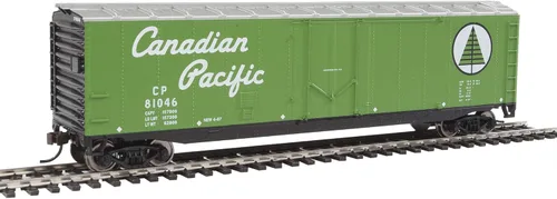 Vista 2 de Walthers Trainline Boxcar con puerta enchufable de 50 pies con ruedas metálicas listo para funcionar en el Pacífico canadiense