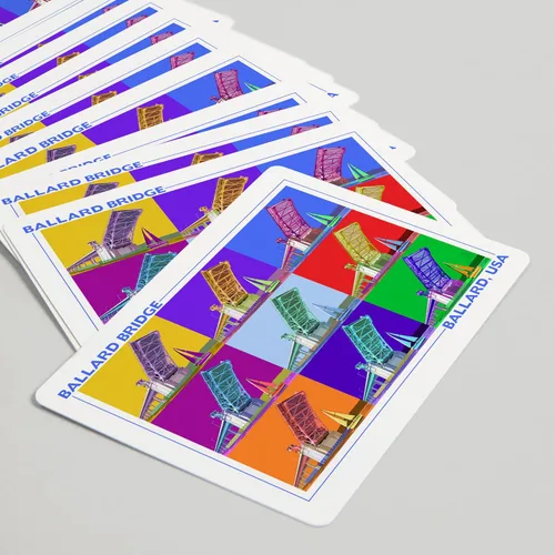 Vista 5 de Lantern Press Ballard Bridge, Seattle, WA, Pop Art, 52 Playing Cards for Adults, Poker Size Card Deck
