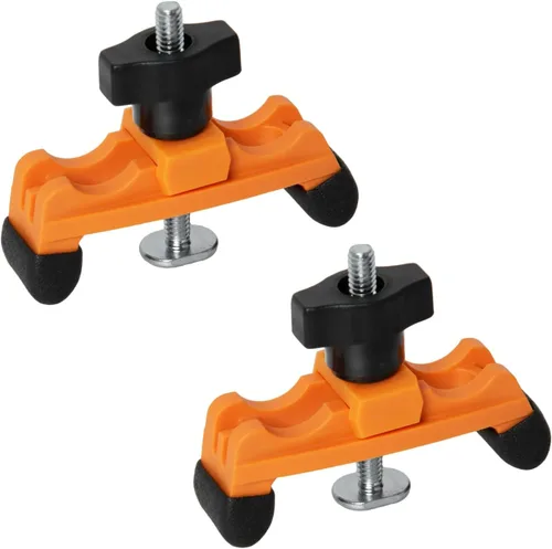 POWERTEC 2 abrazaderas de sujeción ajustables, abrazadera de pista en T multiposicionable, abrazaderas de plástico reforzado con 20 pernos de acero