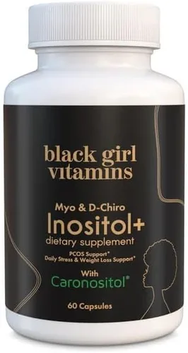 Black Girl Vitamins Suplemento de Inositol, 2000mg de Myo + 50mg de D-Chiro, Cápsulas Veganas para Apoyar el Equilibrio Hormonal, Bienestar Ovárico