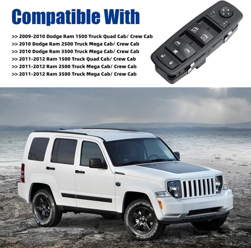 Vista 2 de Reemplazo del interruptor de ventana de control principal de potencia del lado del conductor para Dodge Ram 1500 2500 3500 2009-2012, repuesto