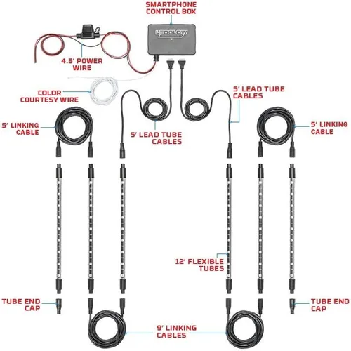 Vista 7 de LEDGlow Kit de iluminación de neón LED multicolor Bluetooth de 6 piezas para automóviles y camiones, aplicación para teléfonos inteligentes, crea