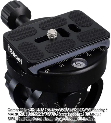 Vista 6 de iShoot Placa de liberación rápida para cámara QS-60 con tornillo de 1/4 pulgadas, compatible con cabeza de bola de trípode Arca-Swiss Fit