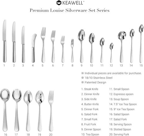 Vista 6 de KEAWELL Cucharas de sopa Louise premium de 7 pulgadas, acero inoxidable 18/10, aptas para lavavajillas (4)