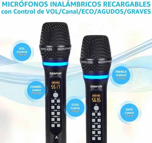 Vista 5 de Sistema de micrófono inalámbrico recargable profesional de 4 canales