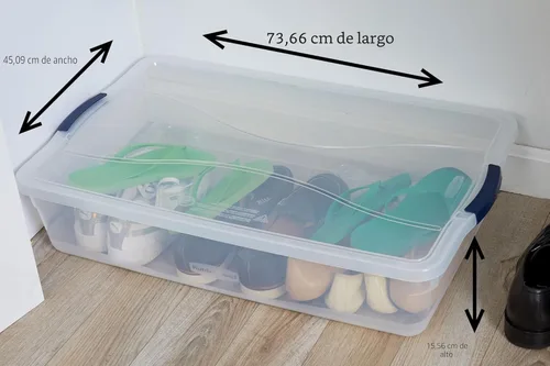 Vista 3 de Rubbermaid Cleverstore - Paquete de 4 recipientes de plástico apilables de 41 cuartos con tapas de cierre duraderas, organización visible, aula