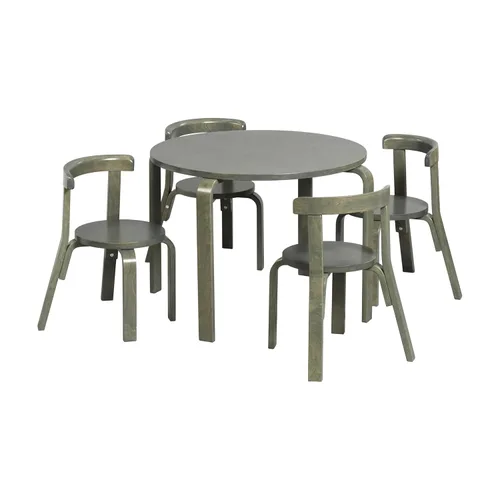 Vista 12 de ECR4Kids juego de mesa y silla de madera curvada y respaldo curvo, muebles para niños, natural, 5 piezas
