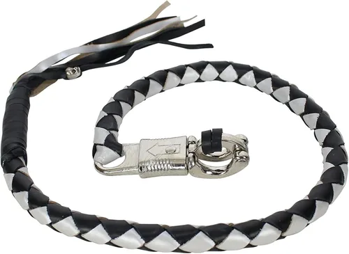 Vista 8 de Dream Apparel Látigo de cuero para motocicleta de 36 pulgadas con flecos para manubrio, color negro