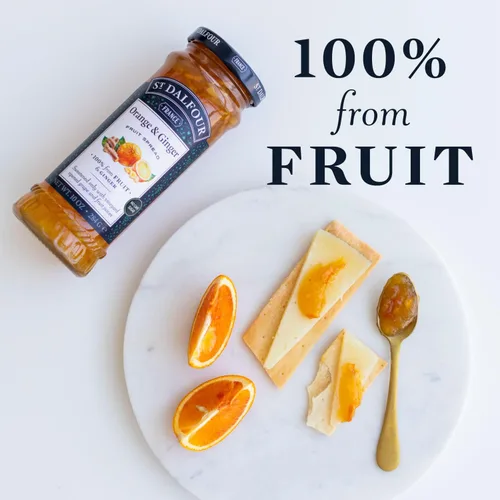 Vista 4 de St. Dalfour Mermelada de Naranja y Jengibre - 10oz - 100% de Frutas y Jengibre, Sin Ingredientes Artificiales, Sin OGM, Sin Azúcares de Caña, Todo