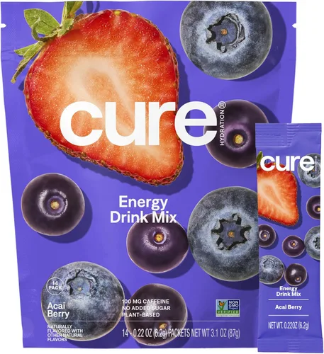 Cure Hydration Performance | Mezcla de bebida energética con electrolitos a base de plantas | Sin azúcar añadida | Polvo para alivio de la