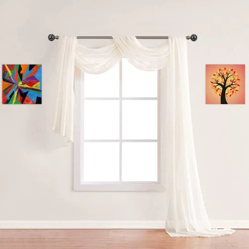 Vista 14 de 1 par de cortinas o bufanda de color transparente Warm Home Designs de calidad Cada panel de la ventana es 56 pulgadas X 84 pulgadas y la bufanda es