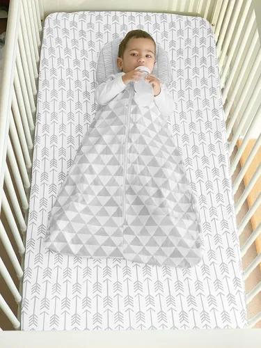 Vista 7 de Pack N Play Sheets - Sábanas de colchón 100% algodón de punto de jersey súper suave, sábanas portátiles para cuna pequeña (24 x 38 x 5)