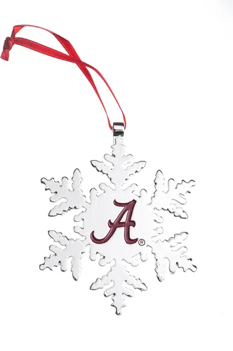 Vista 28 de Adorno navideño de copo de nieve de Alabama Crimson Tide