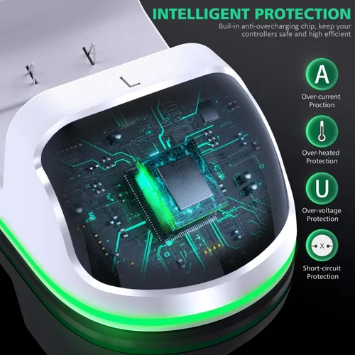 Vista 6 de Cargador de controlador compatible con Xbox Series XSXbox One estación de carga de controlador con 2 baterías recargables de 1300 mAh base de carga