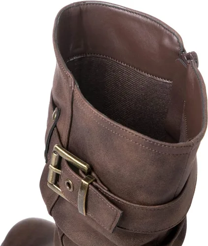 Vista 3 de GLOBALWIN Botas de vestir a media pantorrilla para mujer, botas de motociclista para mujer
