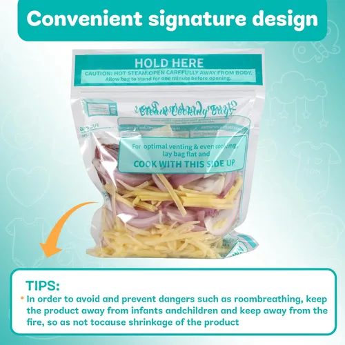 Vista 4 de 20 bolsas de cocción al vapor, bolsas de vapor para microondas, verduras, papas y carne (1)