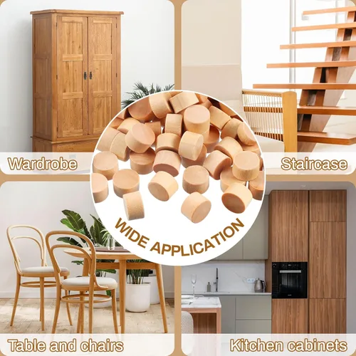 Vista 7 de 200 tapones de botón de madera de 1/2 pulgada - Tapones de agujero de tornillo de cabeza plana