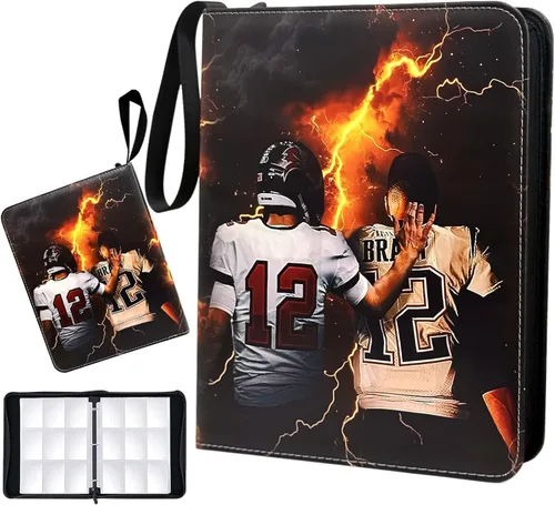 Carpeta de tarjetas de fútbol – Álbum de tarjetas de intercambio de 9 bolsillos de capacidad para 900 unidades, carpeta con 3 anillos, piel