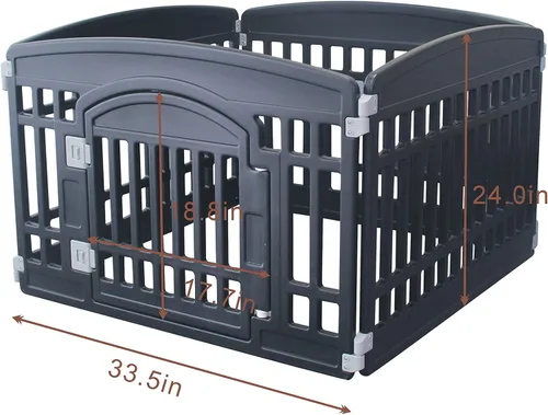 Vista 4 de Corralito plegable para mascotas, puerta para perros, plástico resistente, corral de ejercicio para cachorros, cerca para mascotas pequeñas, jaula