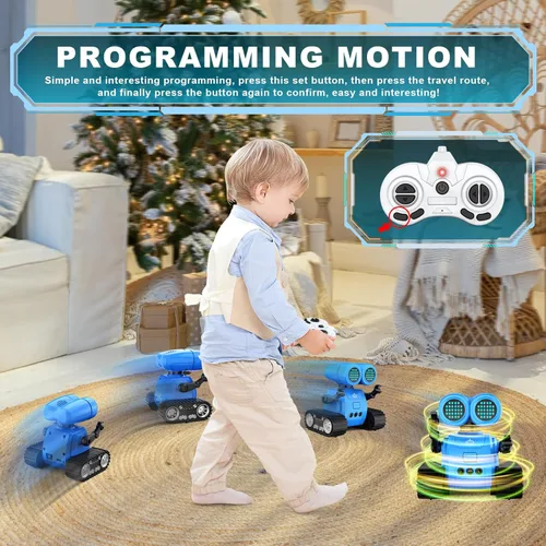 Vista 5 de Hamourd - Robots de juguete para niños y niñas, robot emo con función de walkie-talkie, detección de gestos, cabeza y brazos flexibles, movimiento