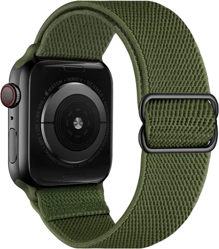 Vista 19 de OXWALLEN - Correa elástica Solo Loop de nailon y de tamaño XL, compatible con Apple Watch de 38 mm y 40 mm, correa trenzada, deportiva, ajustable