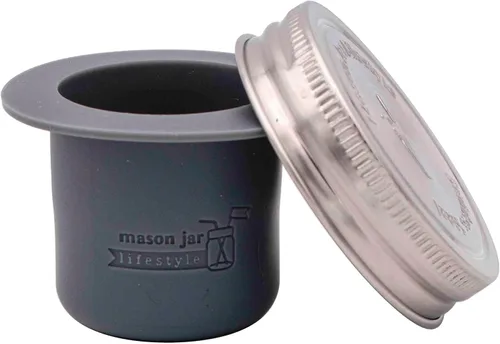 Vista 18 de Mason Jar Lifestyle Taza divisora para ensaladas, salsas y aperitivos. Contenedor de almuerzo Bento sin plástico (boca regular, verde hoja)